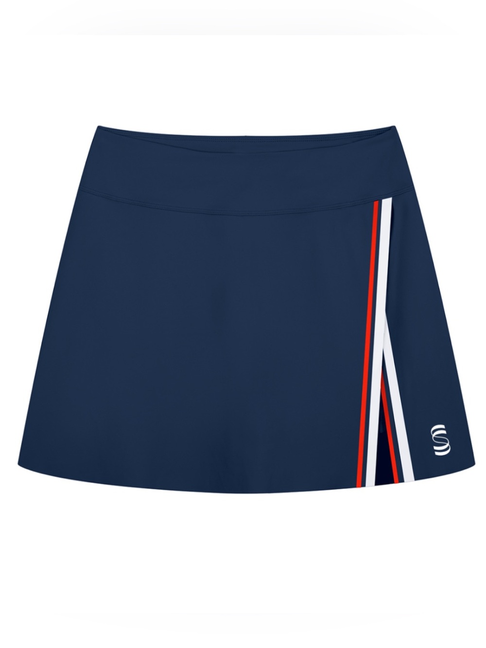 Navy Athletic Tennis Skort with Red & White Stripe